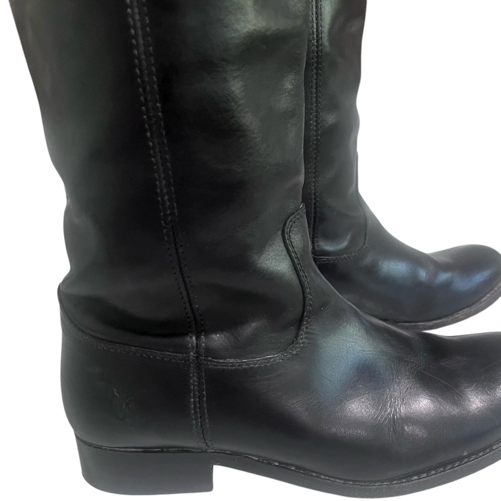 Frye Melissa Button Tall Black Leather Riding Boots Classic Fall Staple - Picture 6 of 16
